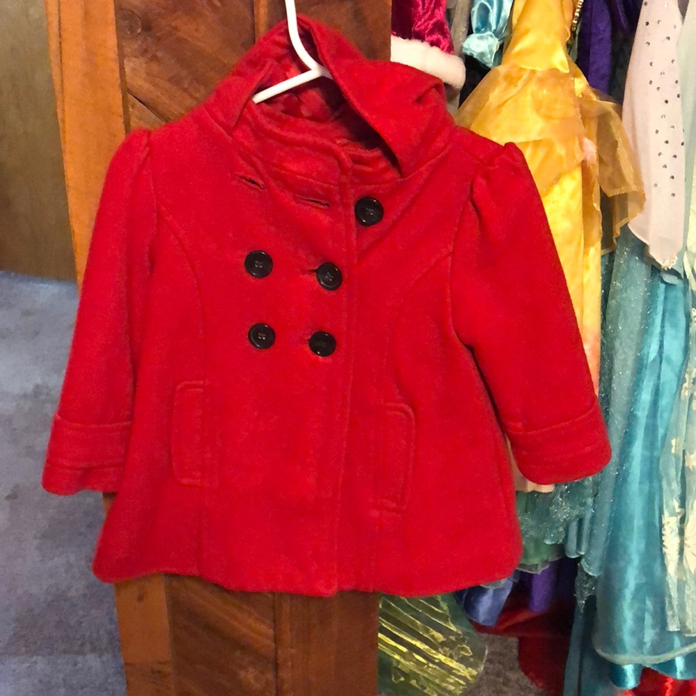 Girls red pea coat